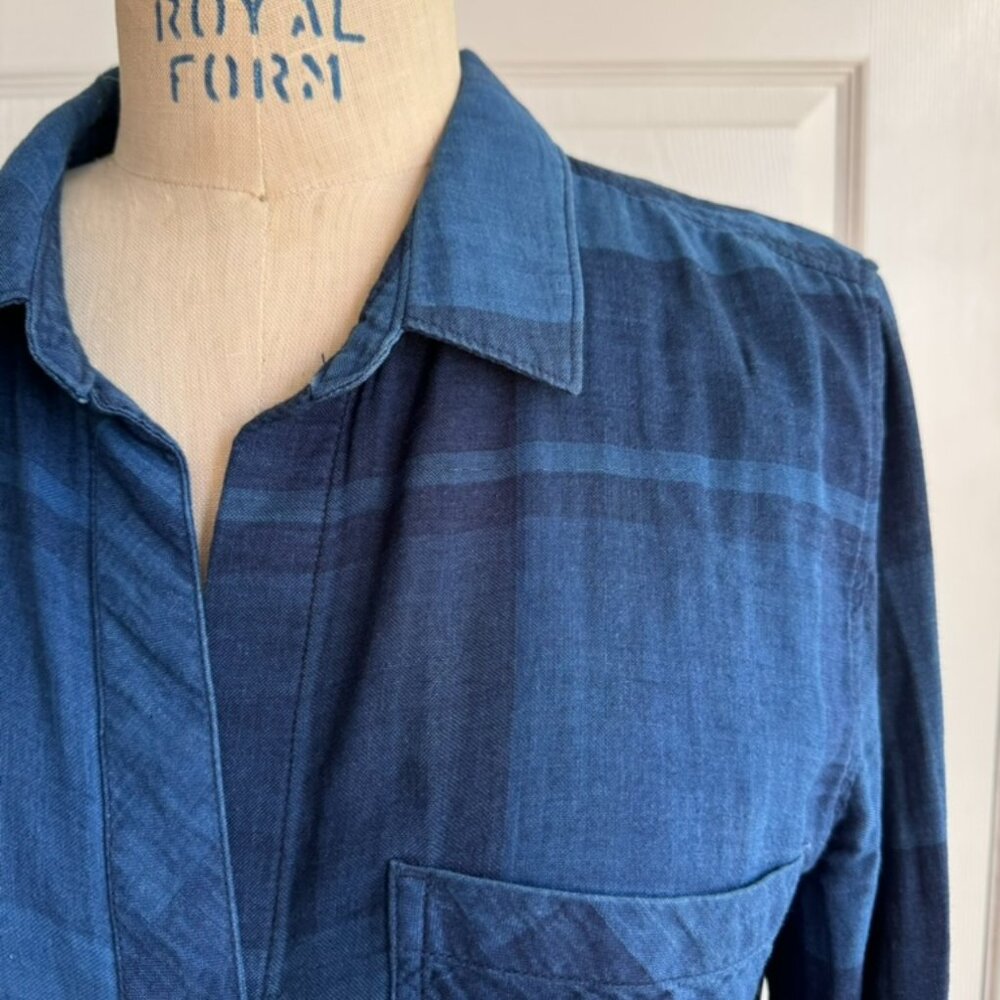 Anthropologie Cloth & Stone Flannel Plaid Button Down Shirt Size M Soft Cotton